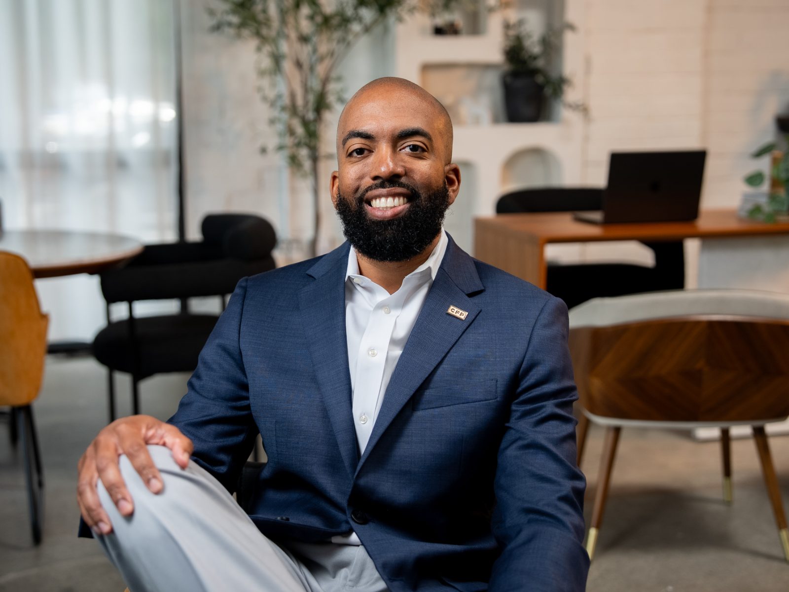 Markell Bryant seated in his Suwanee, Georgia office