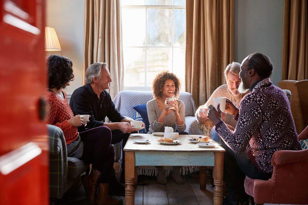 Friends sharing a meal around a table